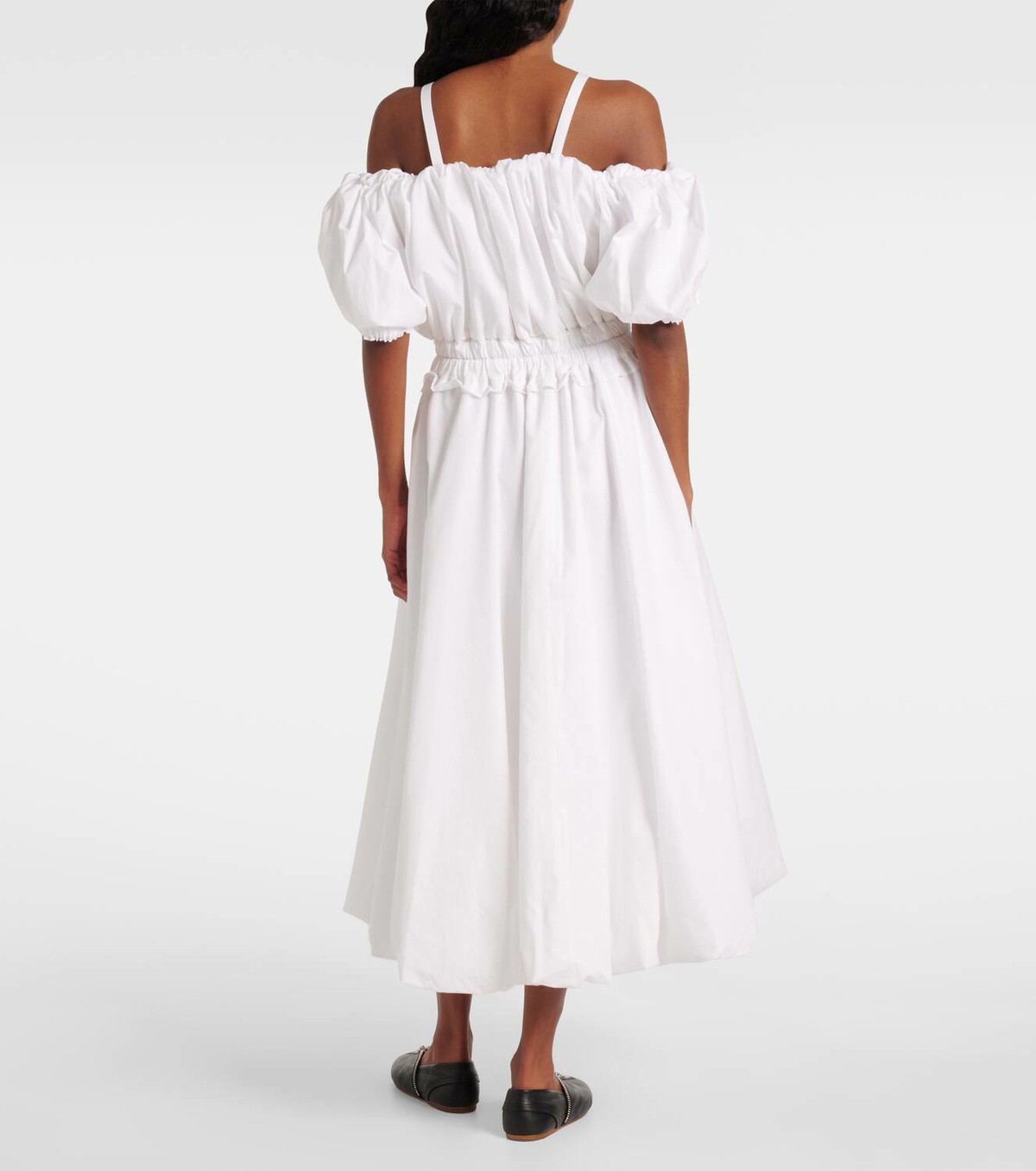 Noir Kei Ninomiya Off-shoulder cotton poplin midi dress