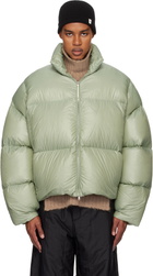 Jil Sander Green Quilted Down Jacket