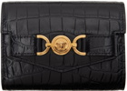 Versace Black Croc-Effect Medusa '95 Trifold Wallet