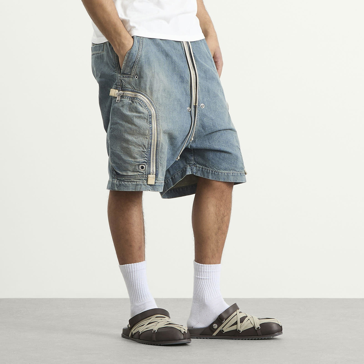 Rick Owens DRKSHDW Men's Bauhaus Denim Pods in Washed Indigo Rick