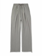 The Frankie Shop - Eliott Tapered Pleated Textured Stretch-Jersey Drawstring Trousers - Gray
