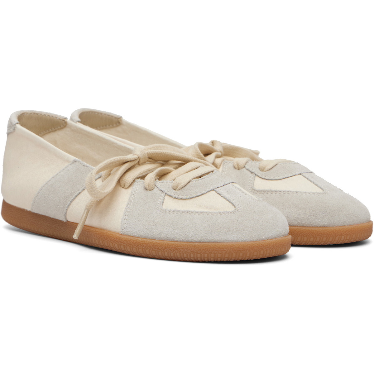 Maison Margiela Off-White & Gray Replica Soft Laced Ballerina Flats