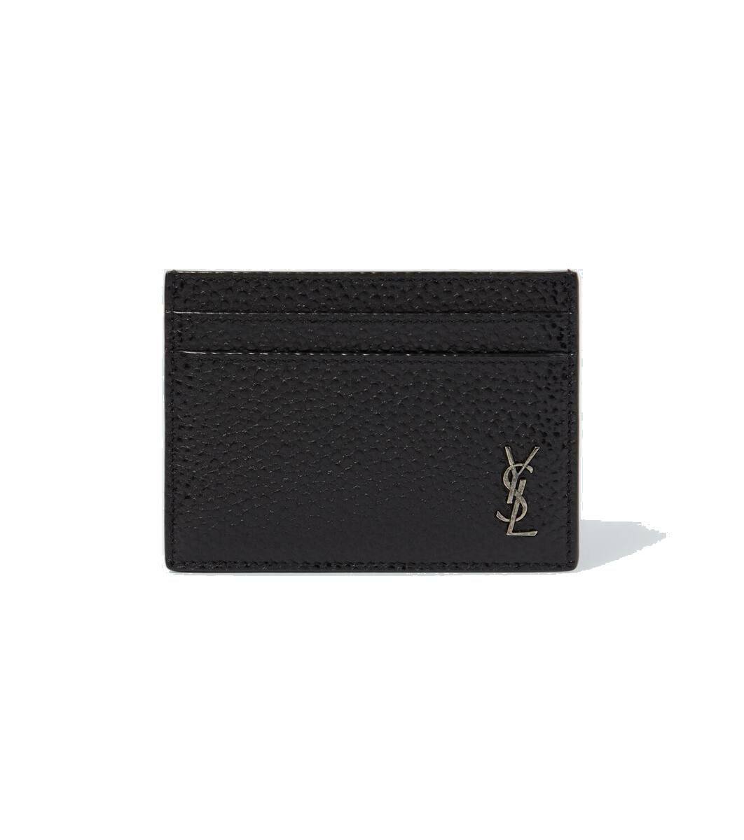 Saint Laurent Men Black Card Holder With Embossed Logo On The Front In Leather For Men