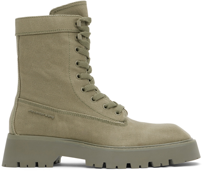 Alexander Wang Khaki Throttle Lace-Up Ankle Boots Alexander Wang