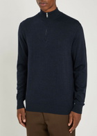 Les Deux Greyson Half-zip Merino Wool Jumper Navy