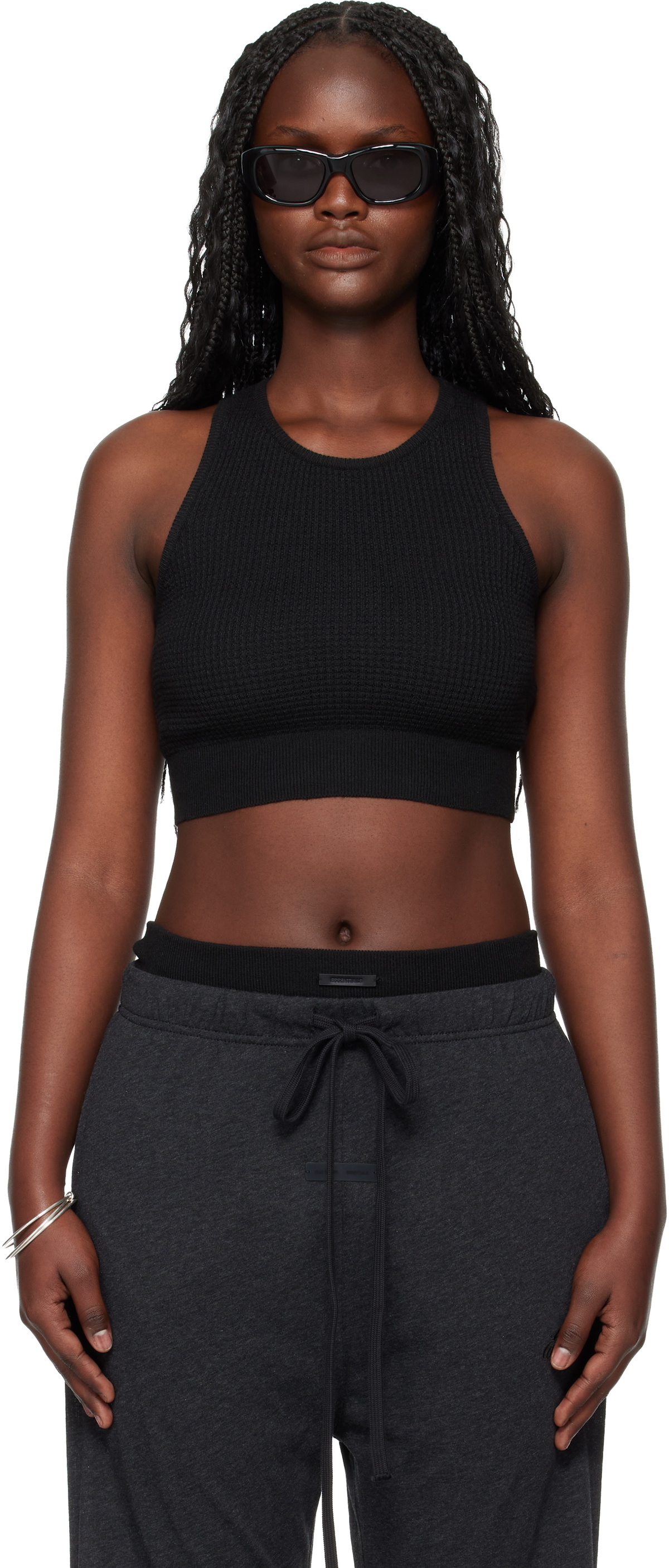 Fear of God ESSENTIALS Black Holiday Waffle Sport Tank Top