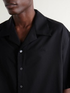 LOEWE - Logo-Embroidered Short-Sleeve Wool-Blend Shirt - Black