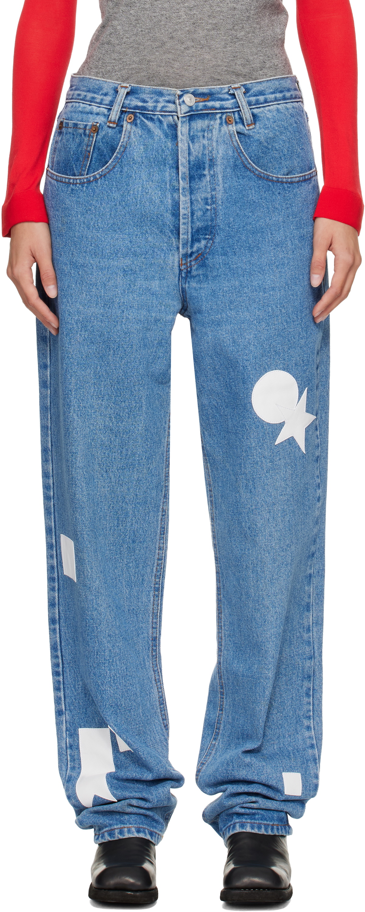 Stefan Cooke Blue White Patch Vintage Jeans