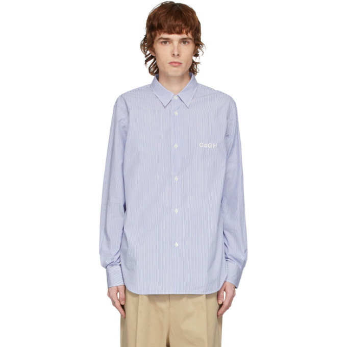 Photo: Comme des Garcons Homme Blue and White Stripe Typewriter Shirt