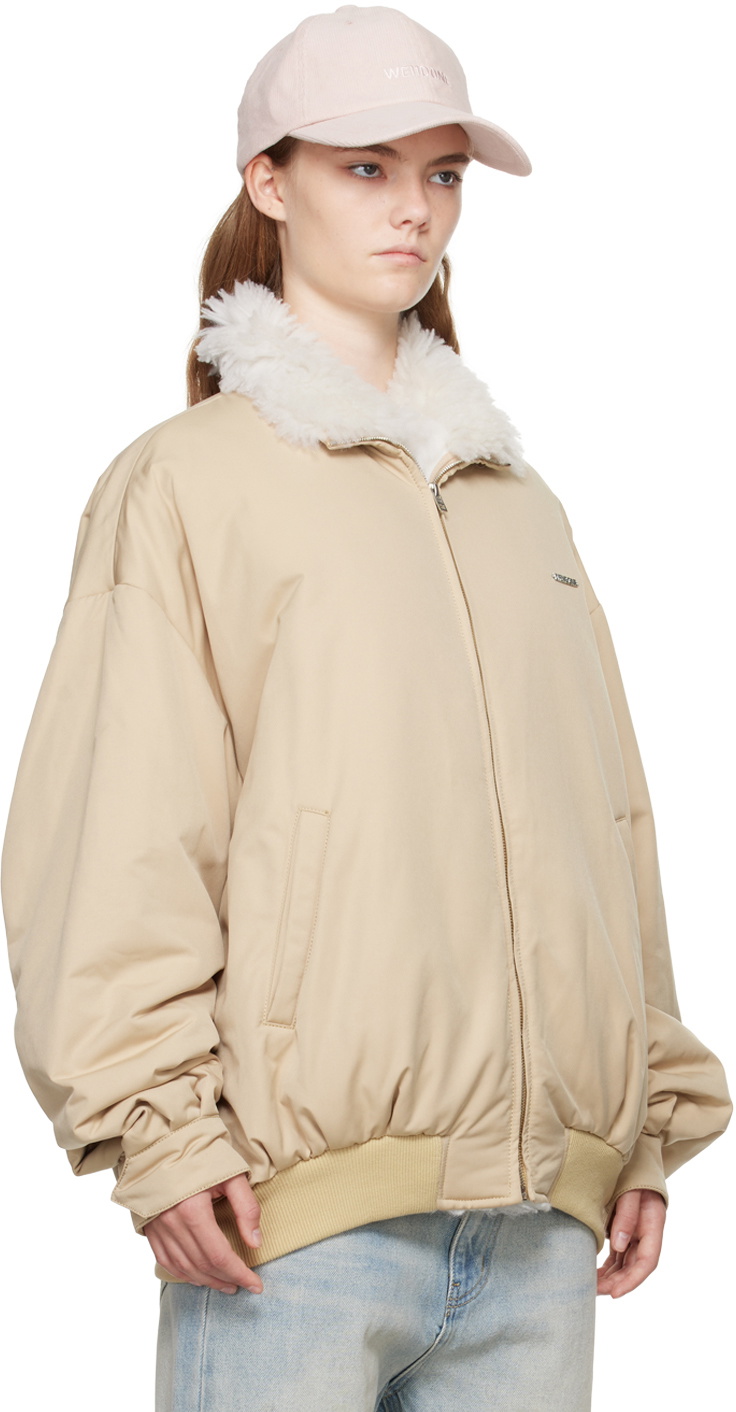 We11done Beige Harrington Bomber Jacket