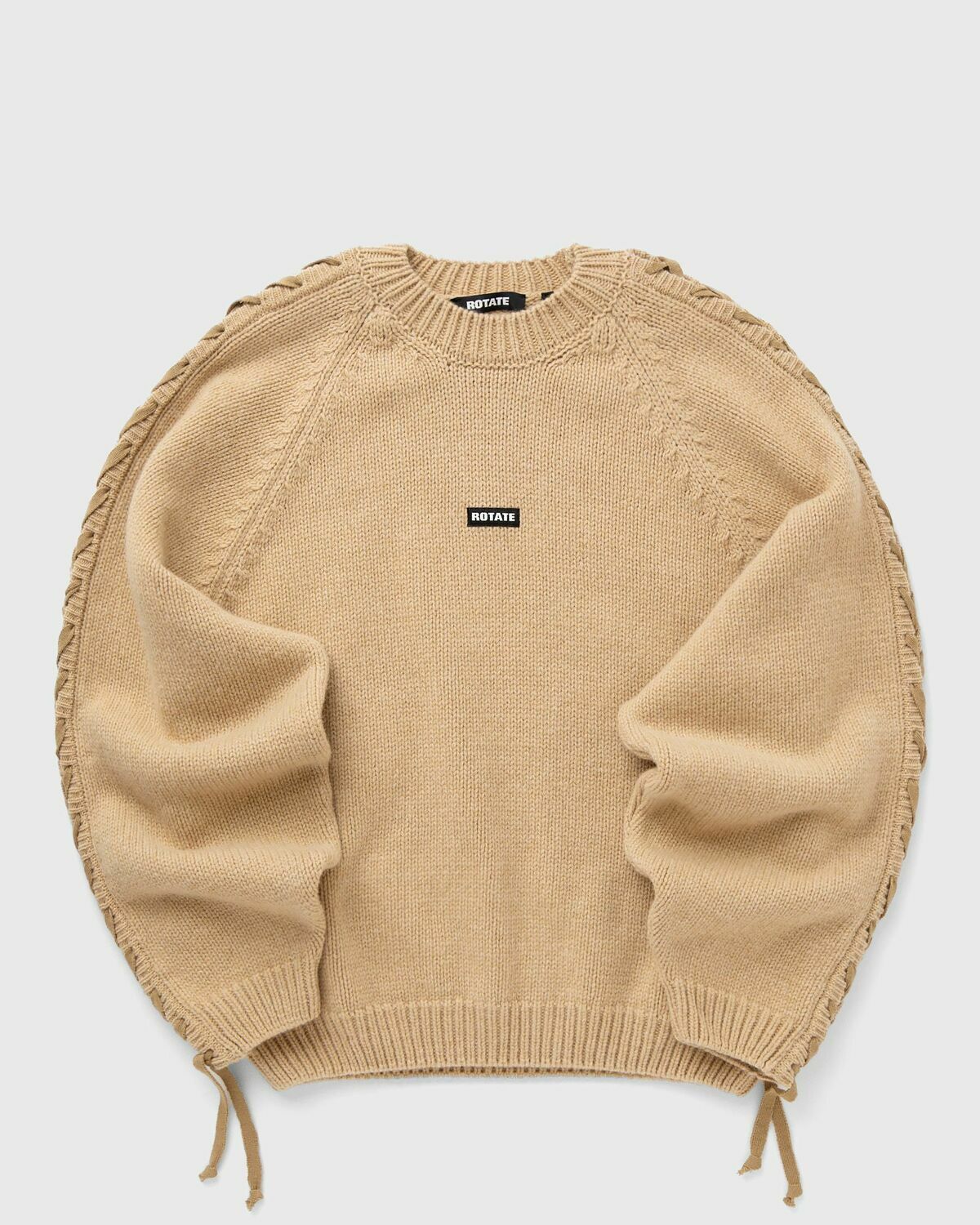 ROTATE Birger Christensen KNIT LACING JUMPER Beige Womens Pullover