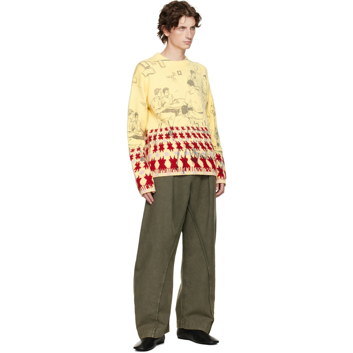 JW Anderson Yellow Print Jacquard Sweater