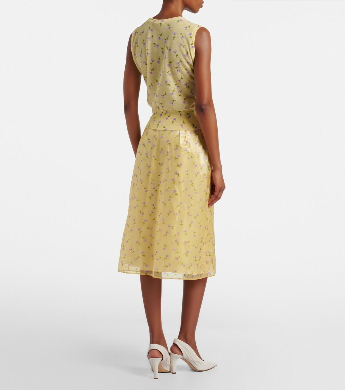 Jil Sander Floral organdy midi skirt