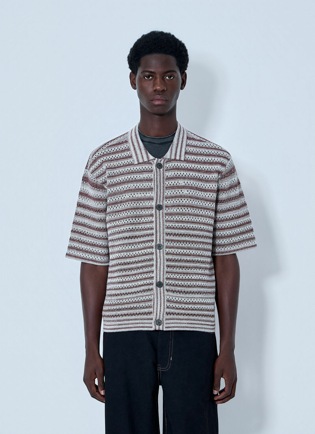 ACMH Button-Front Knit Cardigan