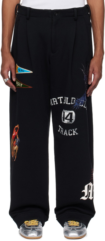 Photo: Khoki Black Multi Embodied-Design Sweatpants