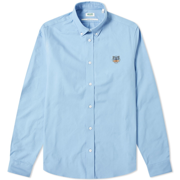 Photo: Kenzo Tiger Logo Twill Button Down Shirt Sky Blue