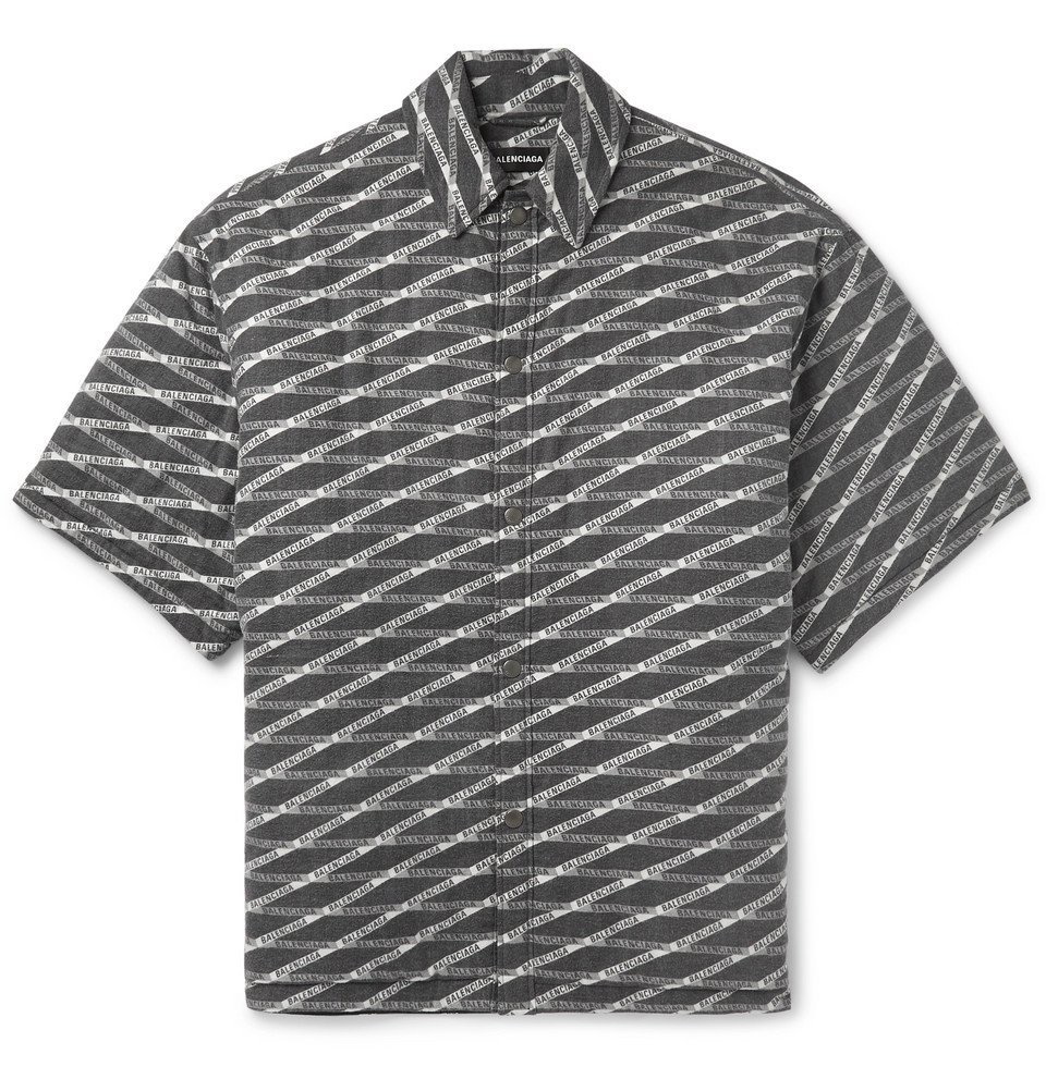 Logo-Print Padded Cotton Overshirt