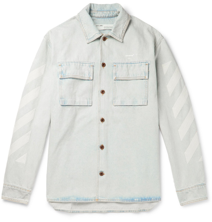 Photo: Off-White - Oversized Embroidered Denim Shirt - Blue