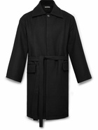 Monitaly - Belted Wool-Blend Coat - Black