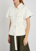 Skiim Eloise Belted Leather Shirt Cream