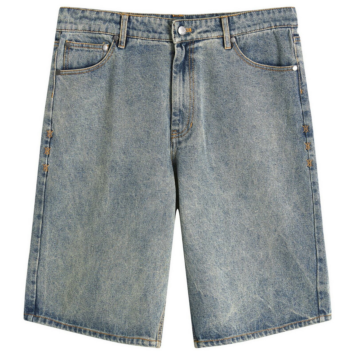 Daily Paper Men's Compact Shield Embroidery Shorts in Denim