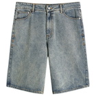 Daily Paper Men's Compact Shield Embroidery Shorts in Denim