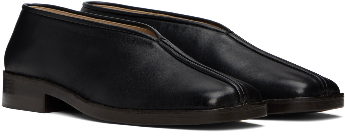 LEMAIRE Black Flat Piped Slippers