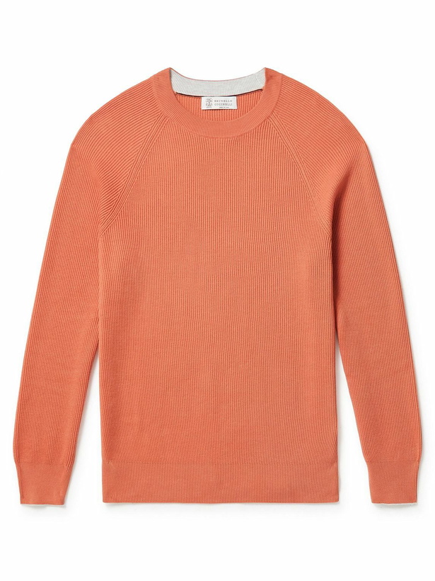 Photo: Brunello Cucinelli - Ribbed Cotton Sweater - Orange