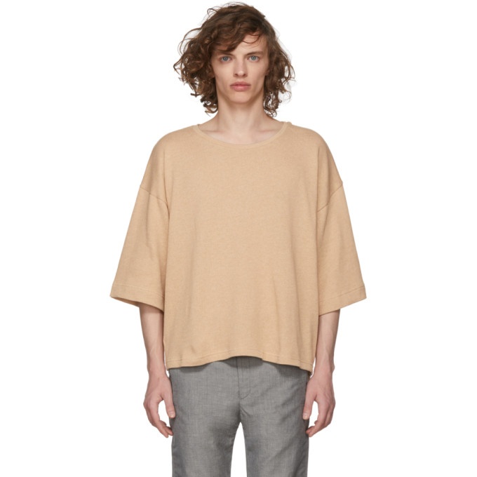 Photo: House of the Very Islands Tan Oversized Knit T-Shirt