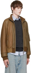 Maison Margiela Tan Spliced Leather Bomber Jacket