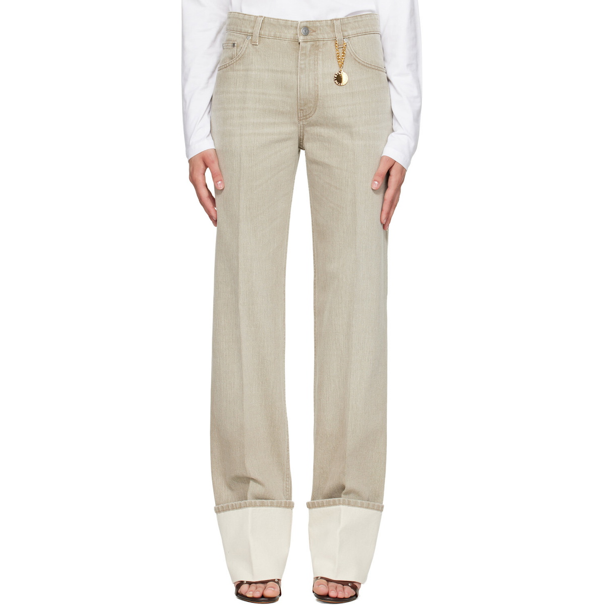 Stella McCartney Beige Straight Turn-Up Jeans