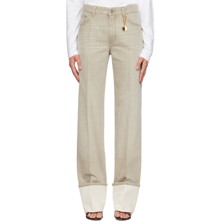 Photo: Stella McCartney Beige Straight Turn-Up Jeans