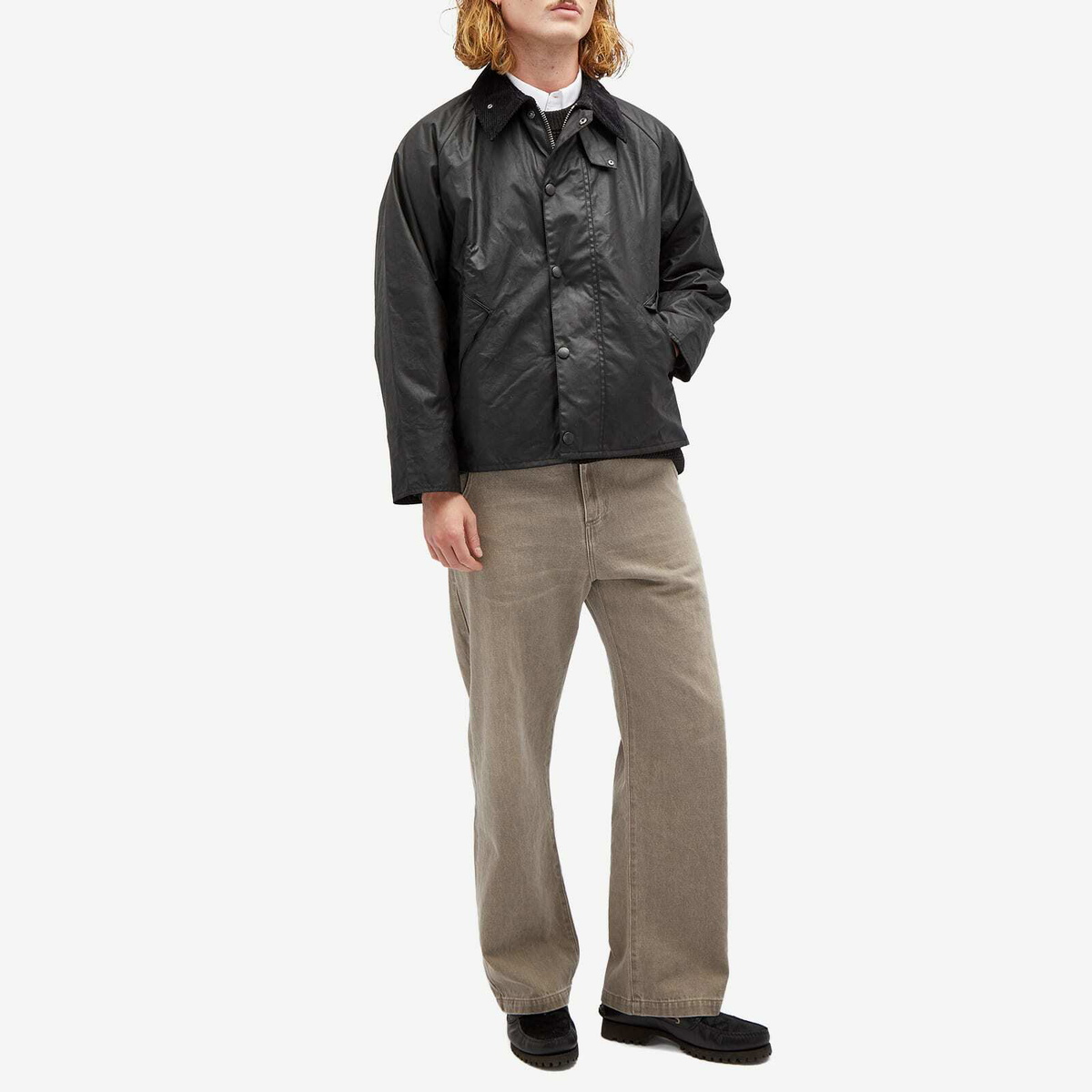 【良品】Barbour NEW TRANSPORT JACKET ブラック L Barbour Transport Wax Jacket Black