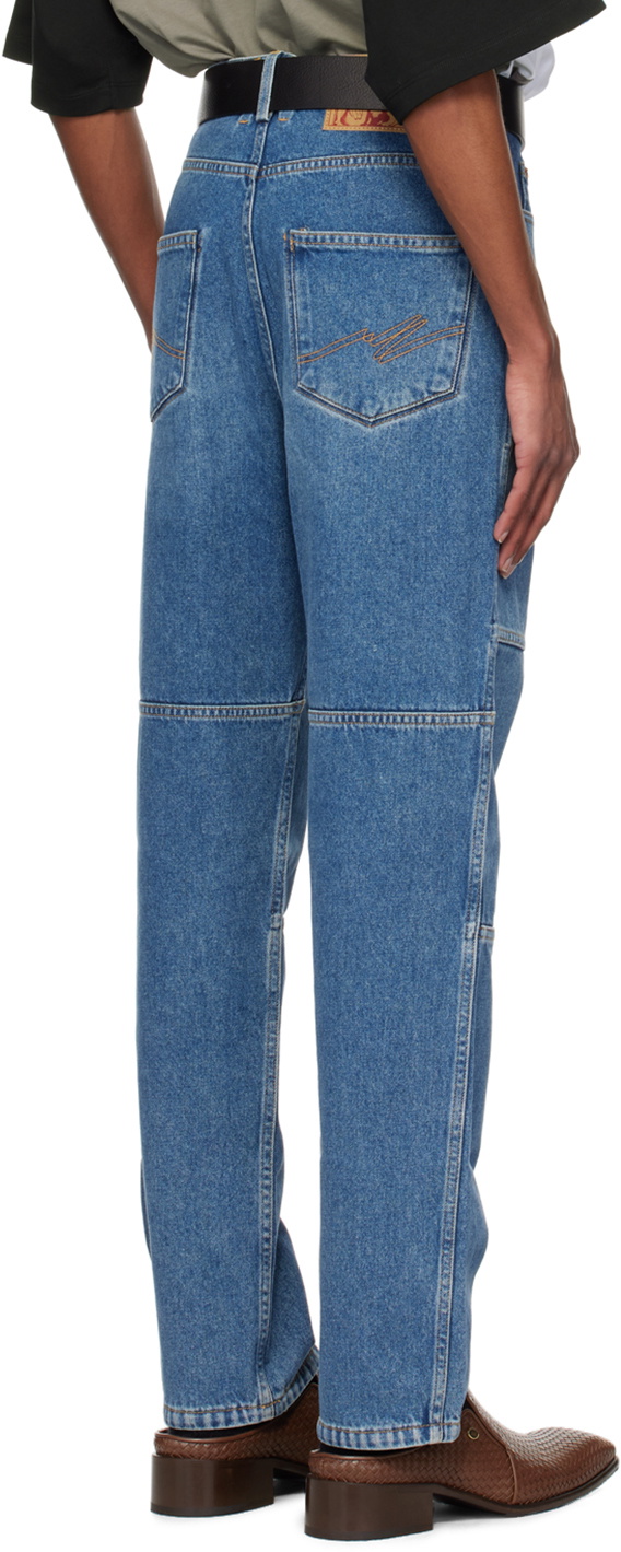Martine Rose Blue & Khaki Camo Reversible Jeans