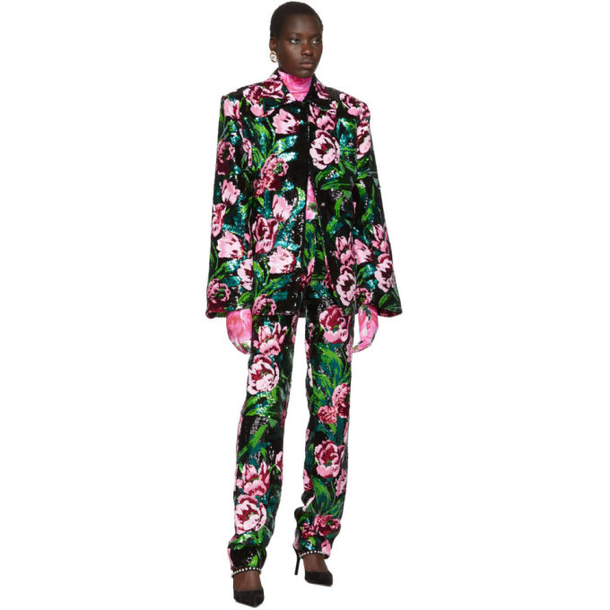 Richard Quinn Black Floral Embellished Jacket
