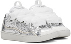 Lanvin Silver Curb Metallic Effect Sneakers