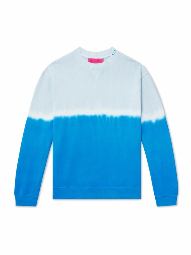 Photo: The Elder Statesman - Embroidered Tie-Dyed Cotton And Cashmere-Blend Jersey Sweatshirt - Blue