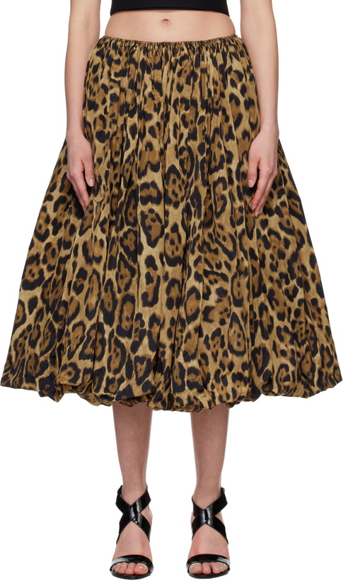 Photo: ALAÏA Brown Taffeta A-Line Midi Skirt