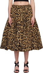 ALAÏA Brown Taffeta A-Line Midi Skirt