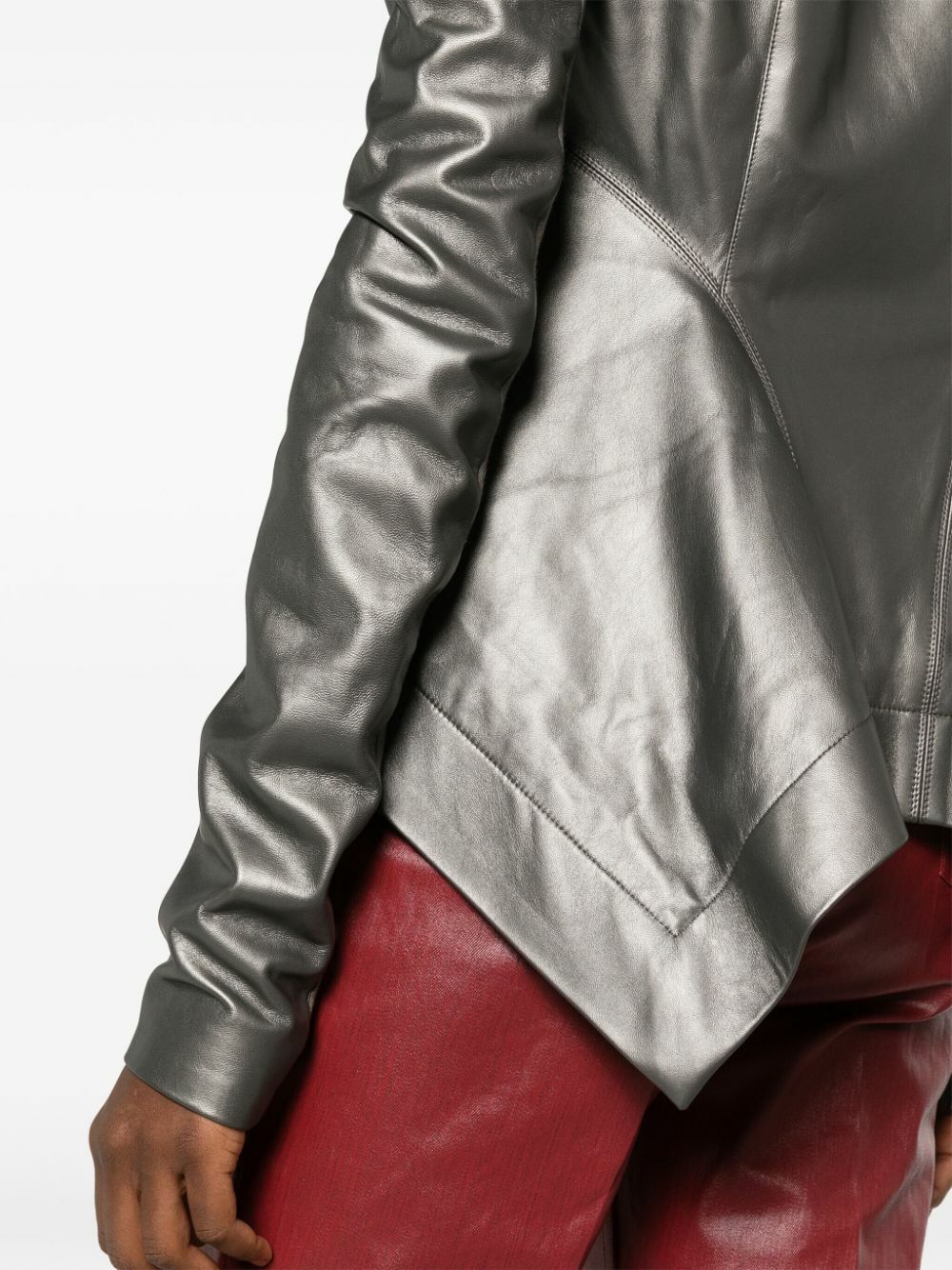 Rick Owens グレー LEATHER BIKER JACKET Rick Owens Grey Naska Leather Biker Jacket Rick Owens