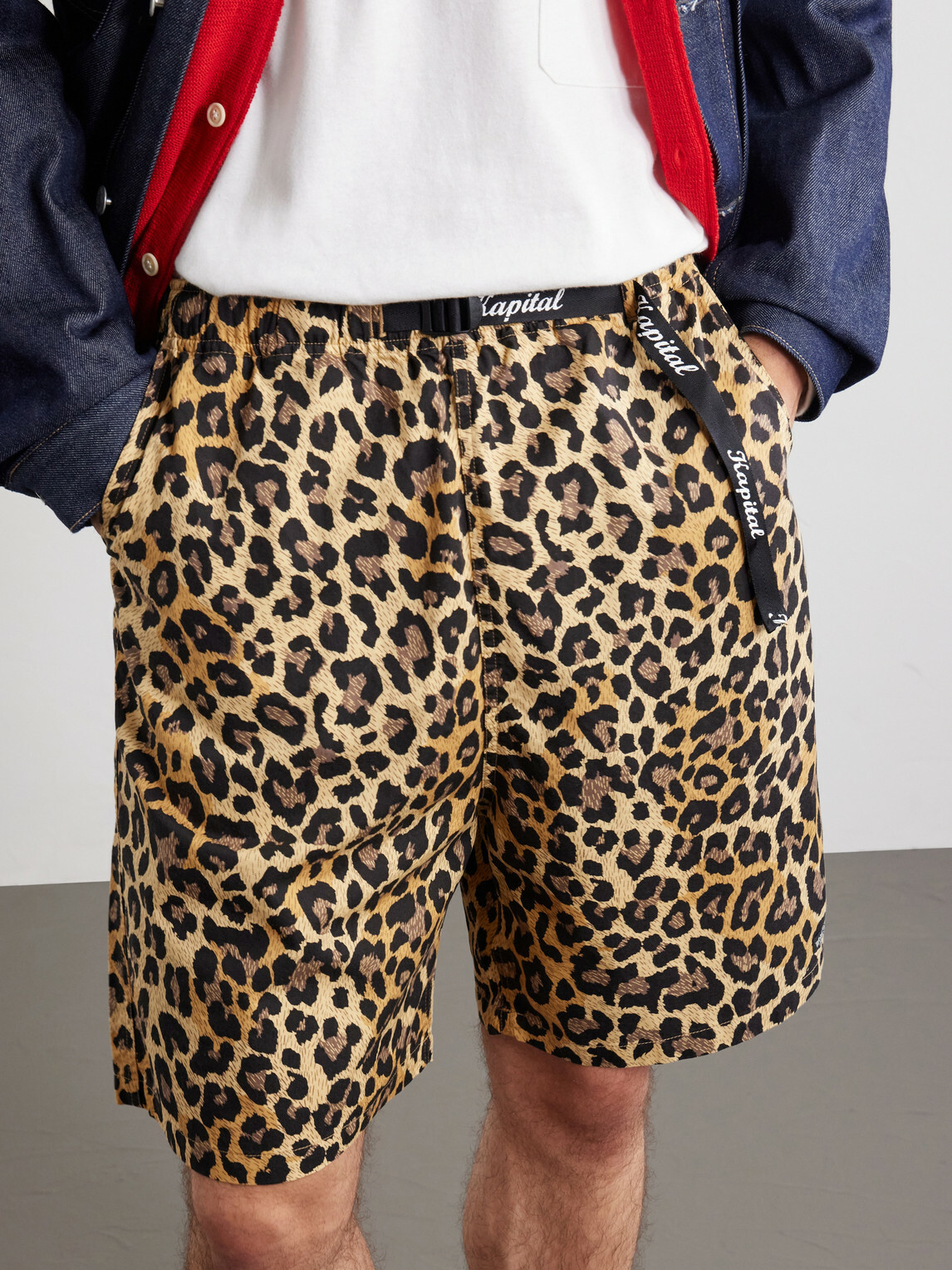 KAPITAL - Wide-Leg Belted Leopard-Print Cotton-Twill Shorts - Brown