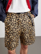 KAPITAL - Wide-Leg Belted Leopard-Print Cotton-Twill Shorts - Brown
