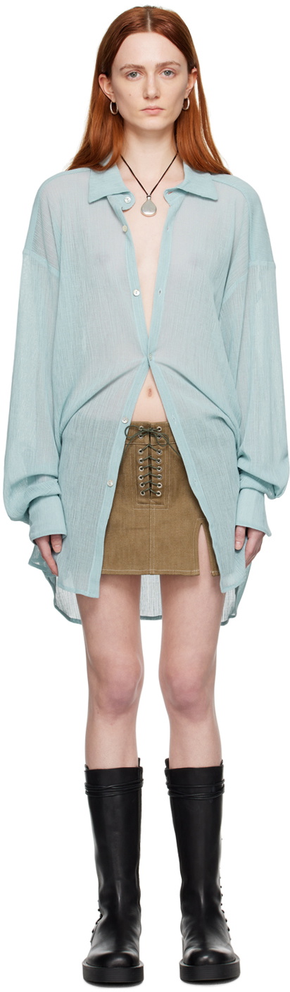 Ludovic de Saint Sernin Blue Semi-Sheer Shirt