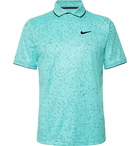 Nike Tennis - NikeCourt Contrast-Tipped Printed Dri-FIT Tennis Polo Shirt - Turquoise