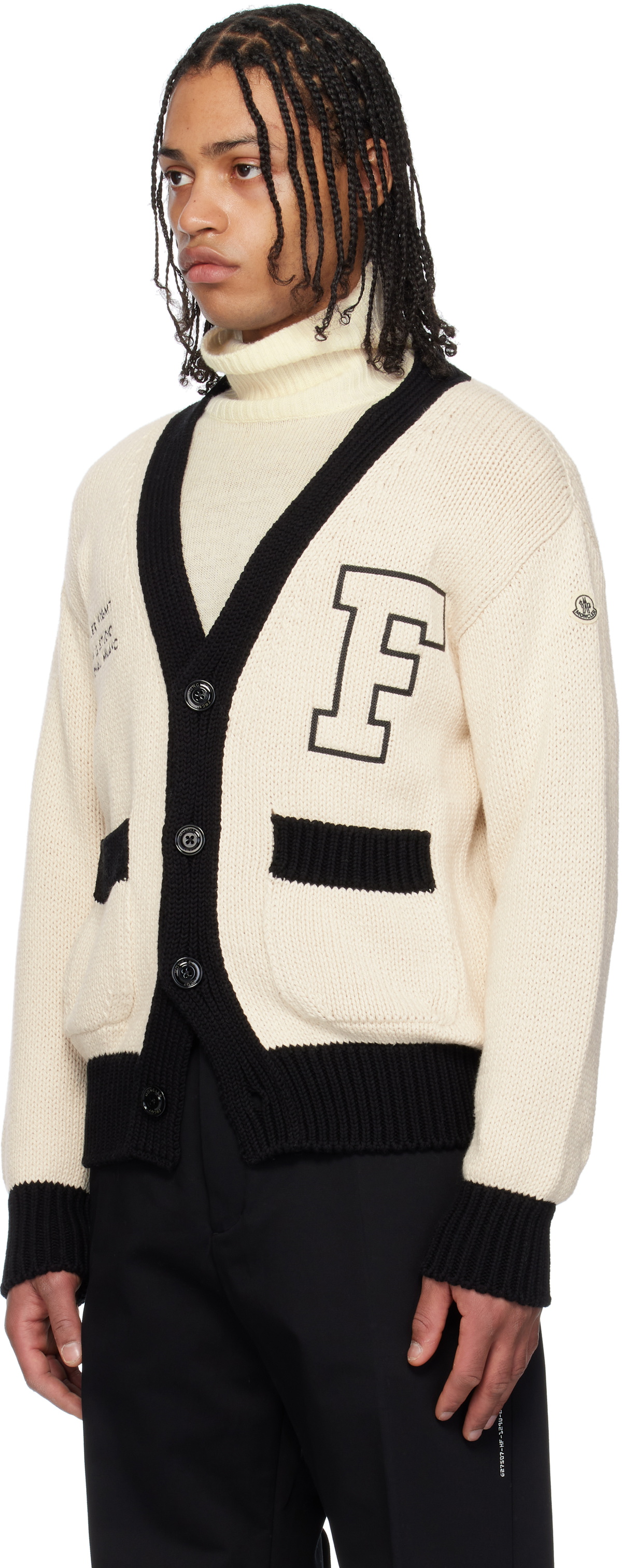 Moncler Genius Moncler x FRGMT Hiroshi Fujiwara Off-White Embroidered Cotton Cardigan