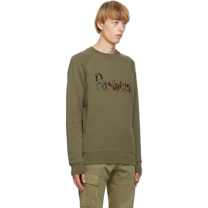 Maison Kitsune Khaki Parisien Sweatshirt Maison Kitsune