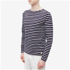 Armor-Lux Men's Long Sleeve Mariniere T-Shirt in Navy/White