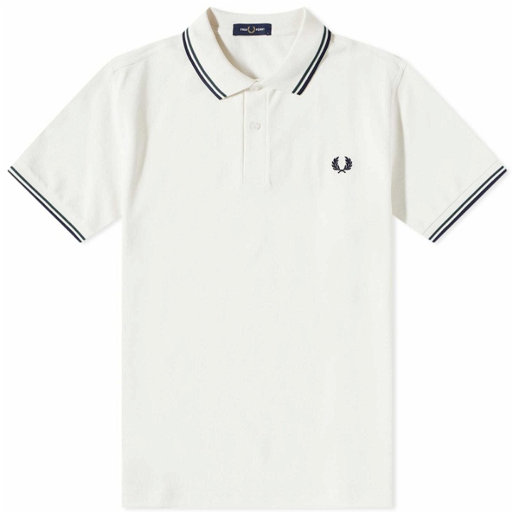 Photo: Fred Perry Authentic Men's Twin Tipped Polo Shirt - Made in England in Ecru/Navy/Navy