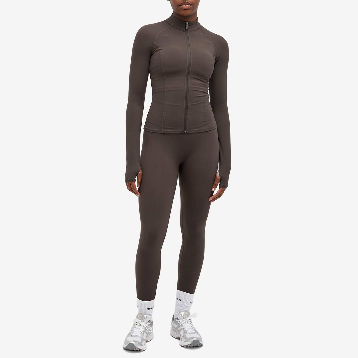 Adanola Women's Ultimate Long Sleeve Zip Up Top in Coffee Bean