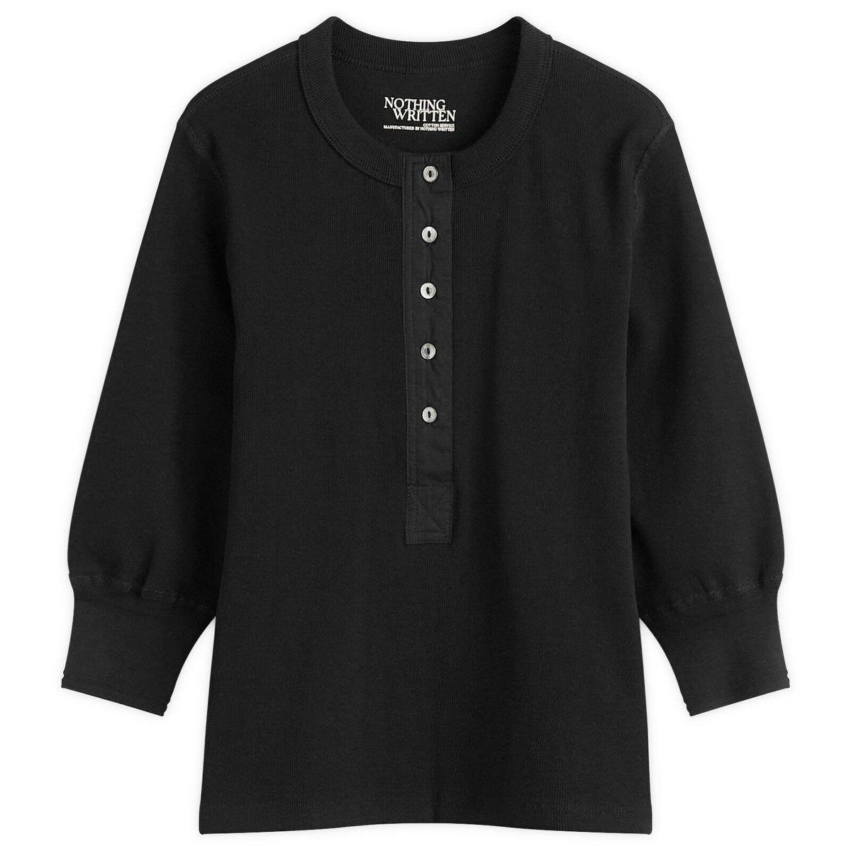 Nothing Written Women's Vintage Button T-Shirt in Black